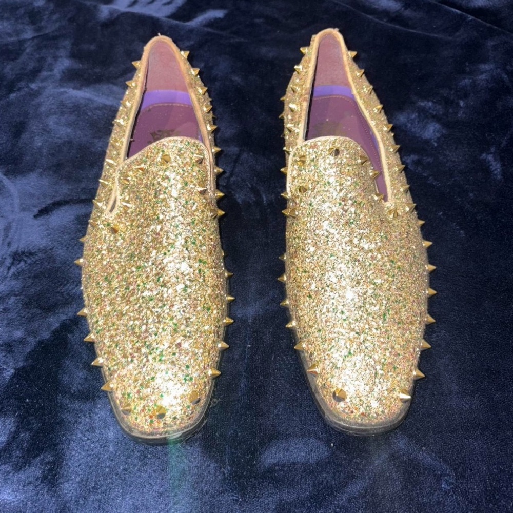 Gold Spiked Loafers